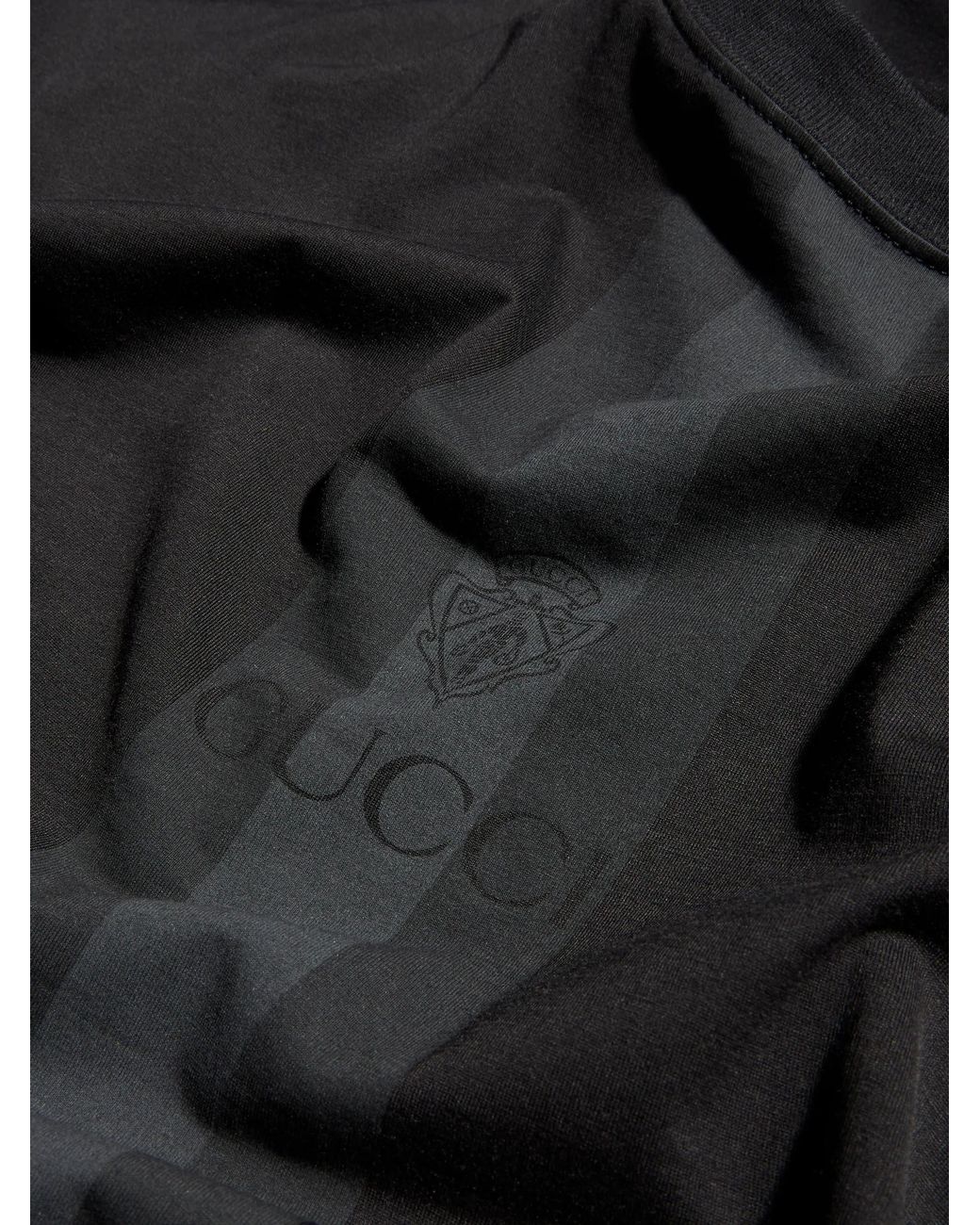 Gucci Black Cotton T-Shirt With Muted Web for men