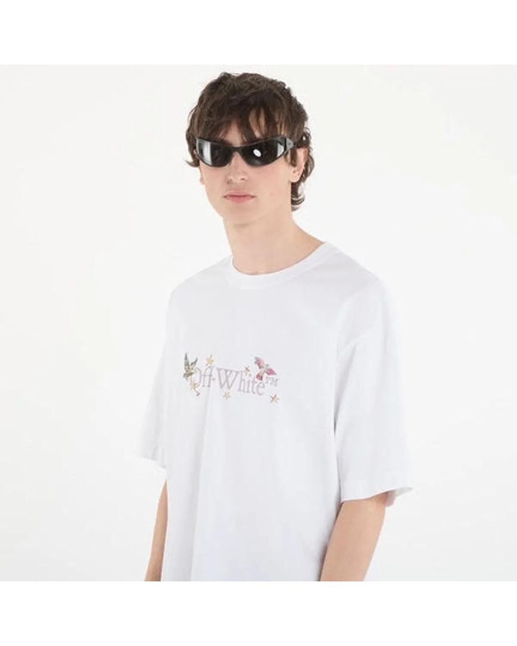 Off-White c/o Virgil Abloh White Style Drethestane Arrow Skate Short-Sleeve T-Shirt for men
