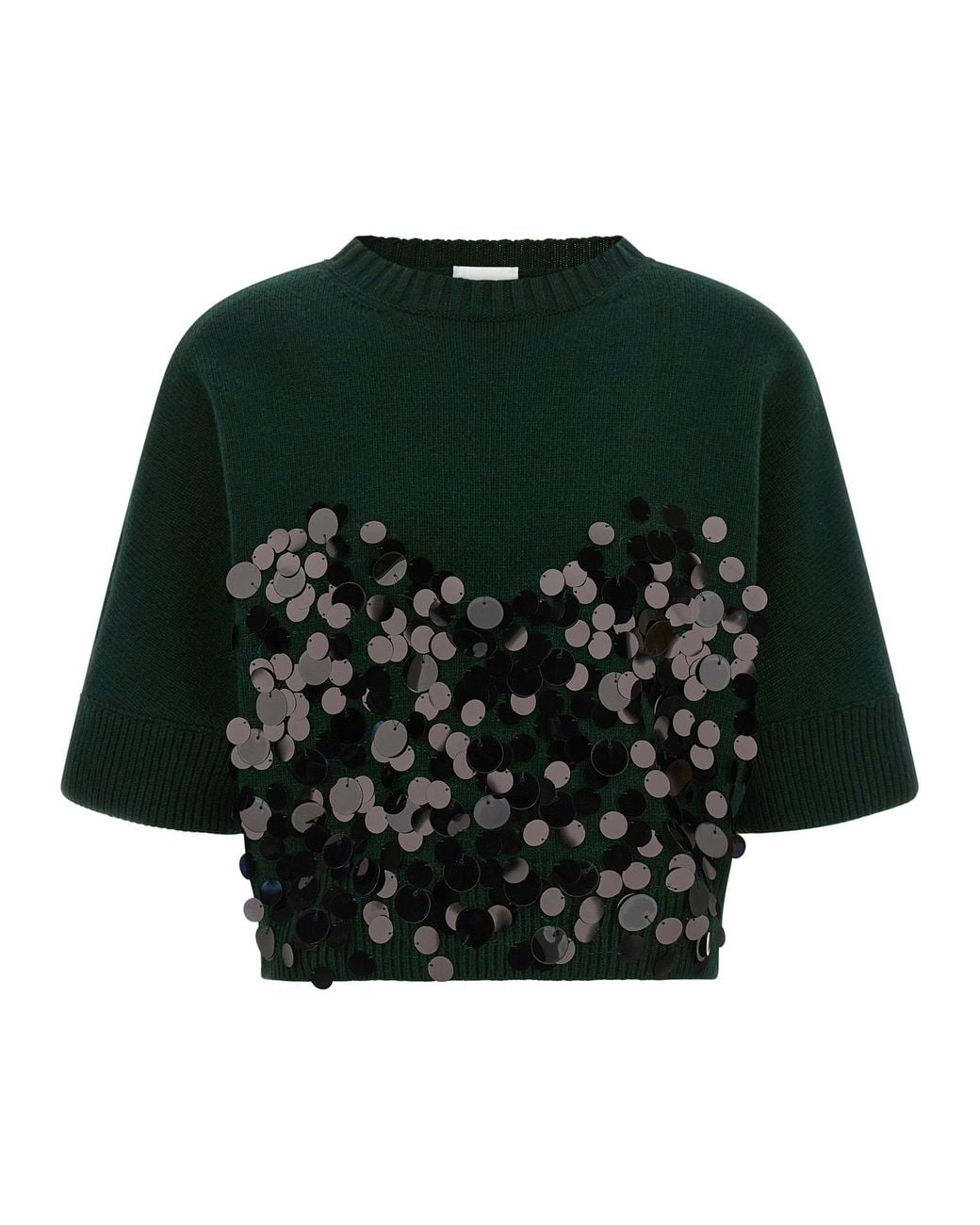 Nude Black Sequin Cropped Sweater