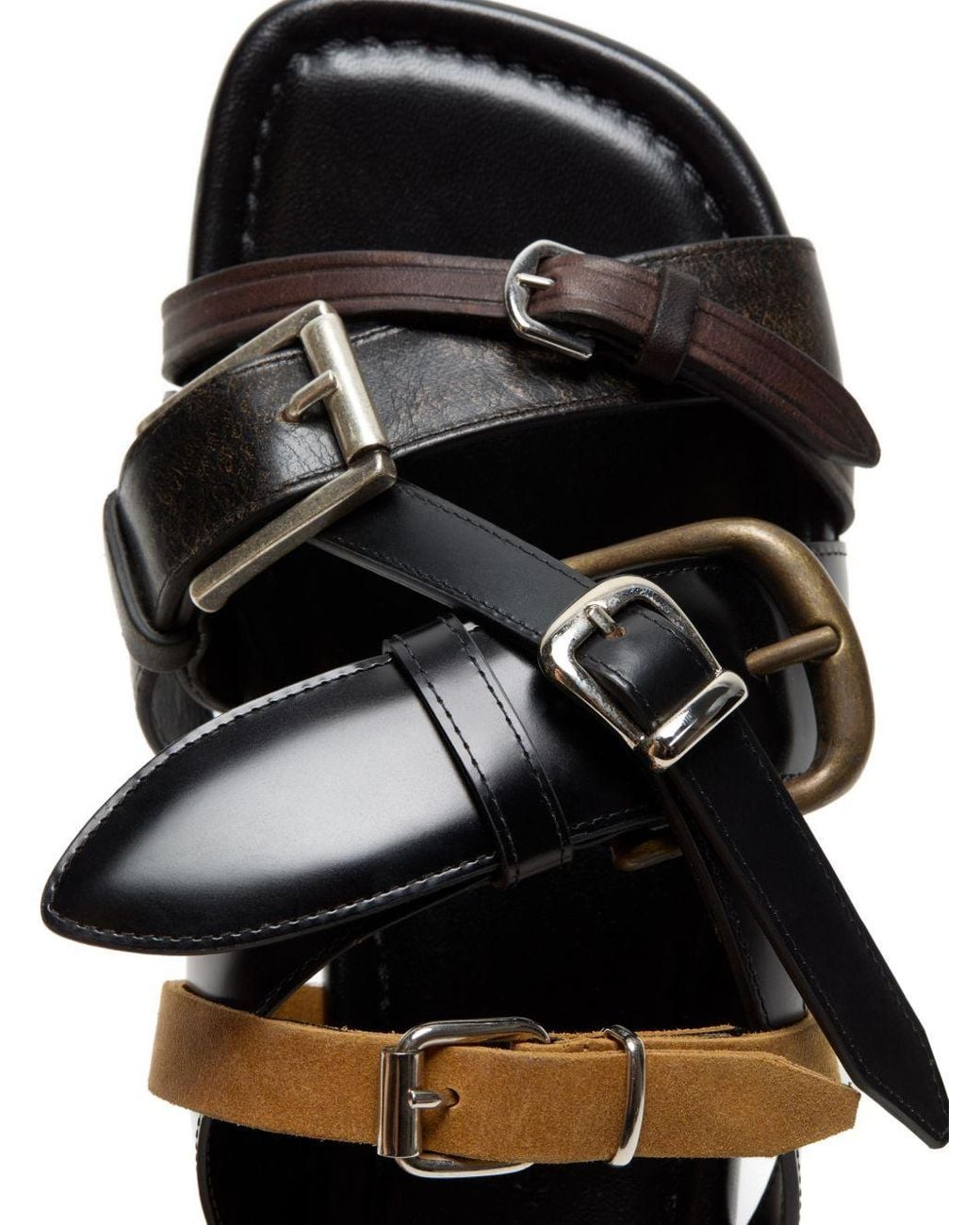 Acne Black Leather Flat Sandals