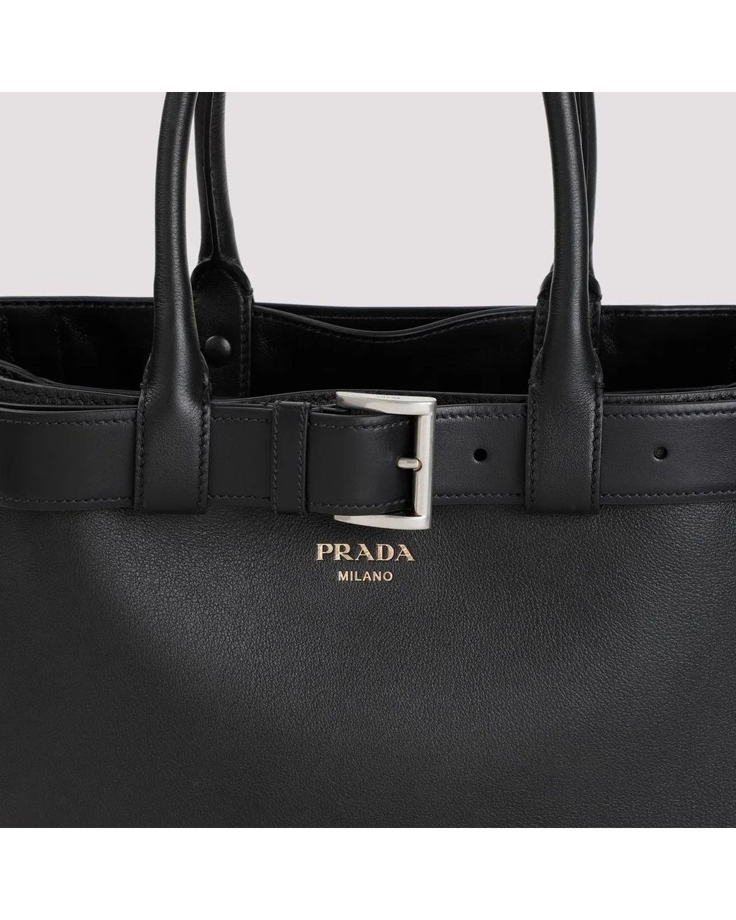 Prada Black Buckle Leather Bag