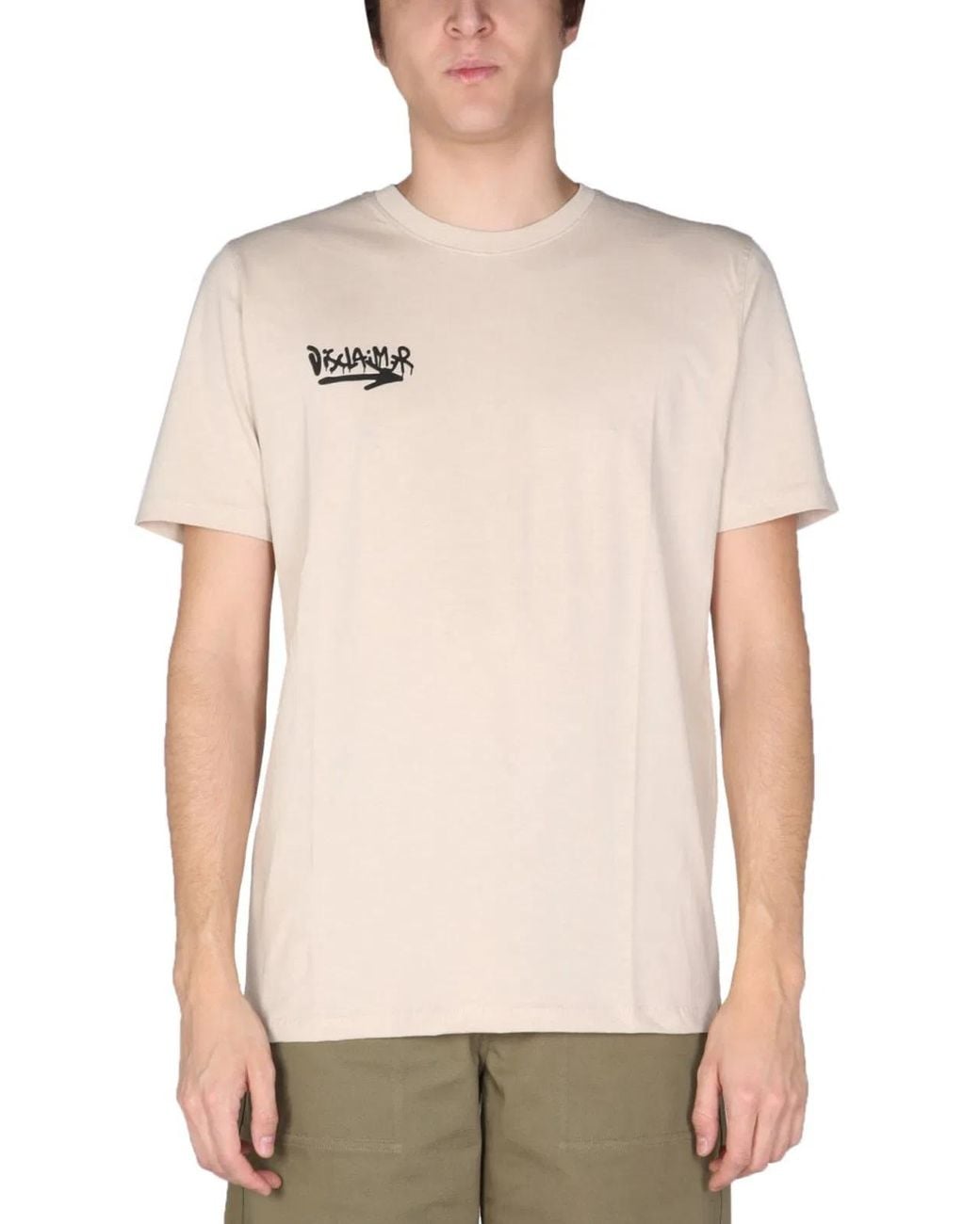 DISCLAIMER Natural T-Shirt With Logo Print for men