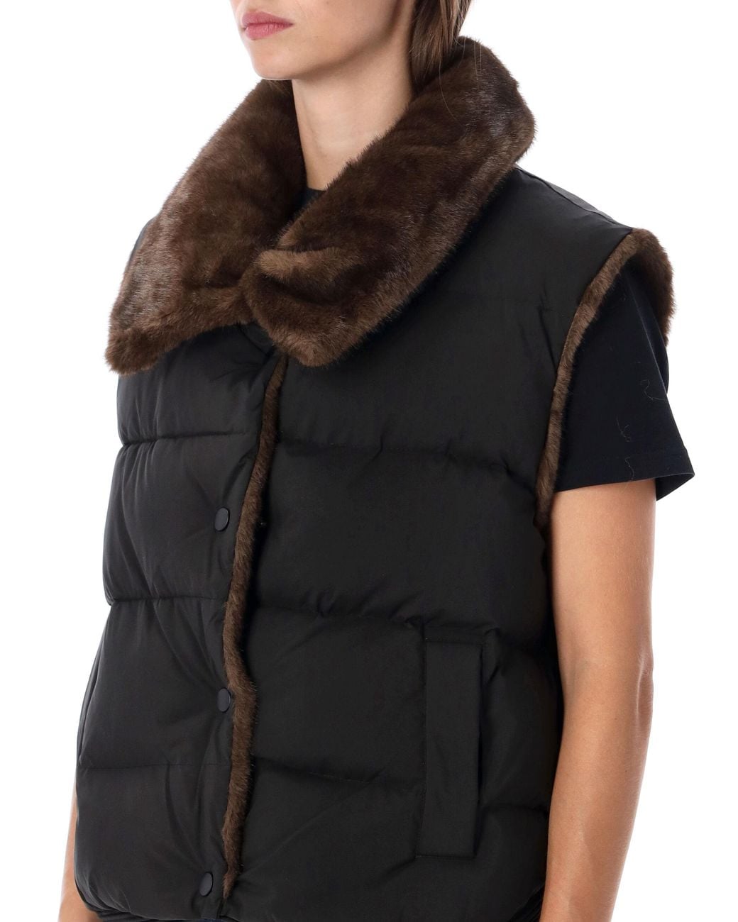 Urbancode Black Puffer Vest Faux Fur