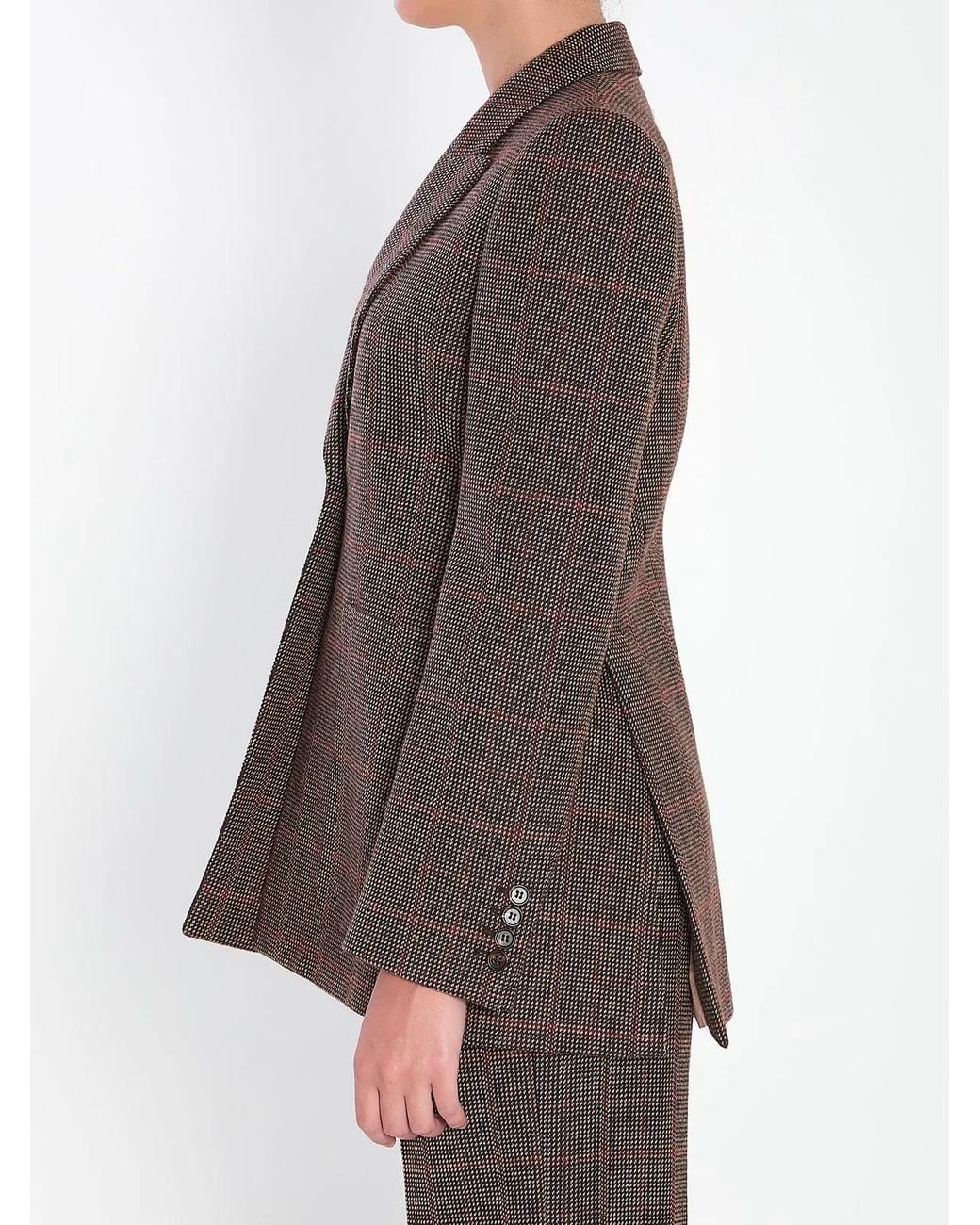 Chloé Brown Checked Wool Tailored Jacket