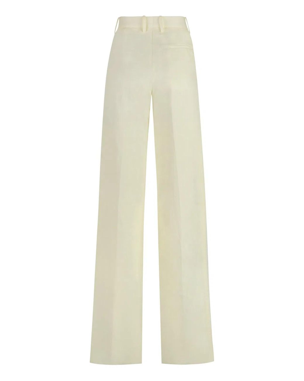Bottega Veneta White Linen Trousers With Back Welt Pocket For