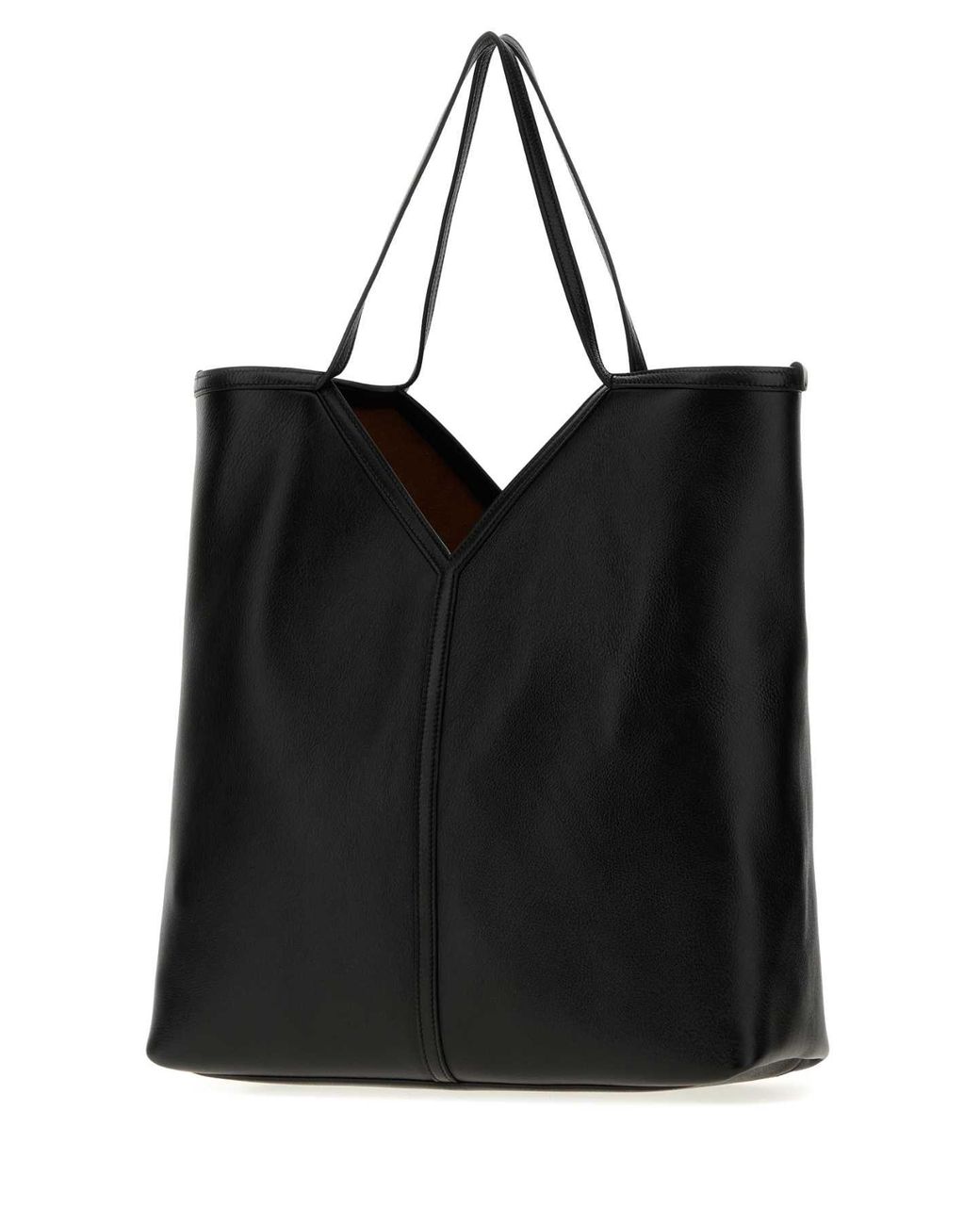 Saint Laurent Black And Thin Leather Tote Handbag