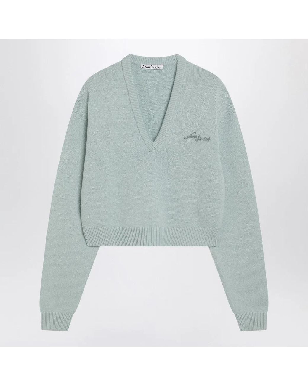 Acne Blue Faded Wool V-Neck Sweater
