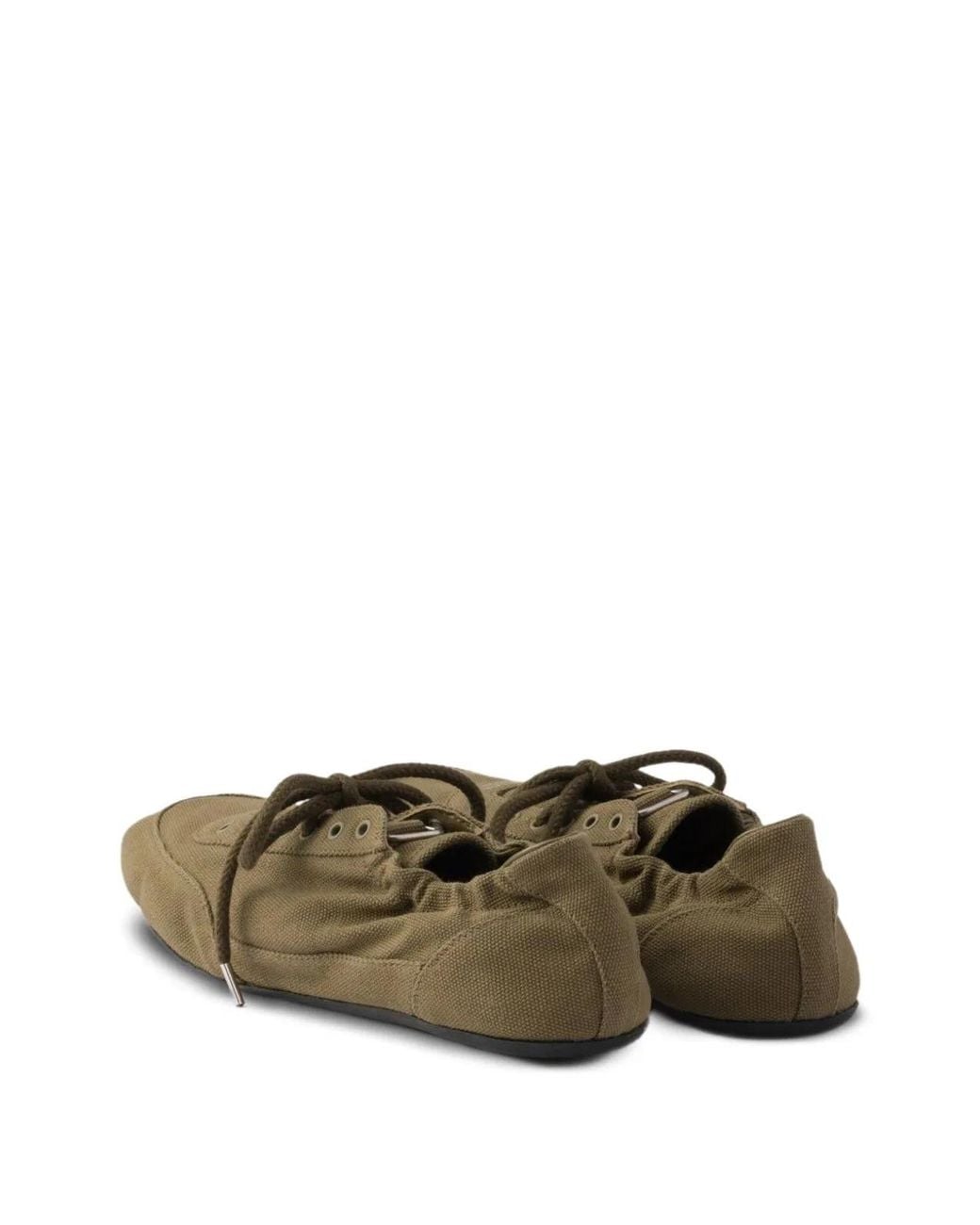 Prada Brown Cotton Flat Shoes