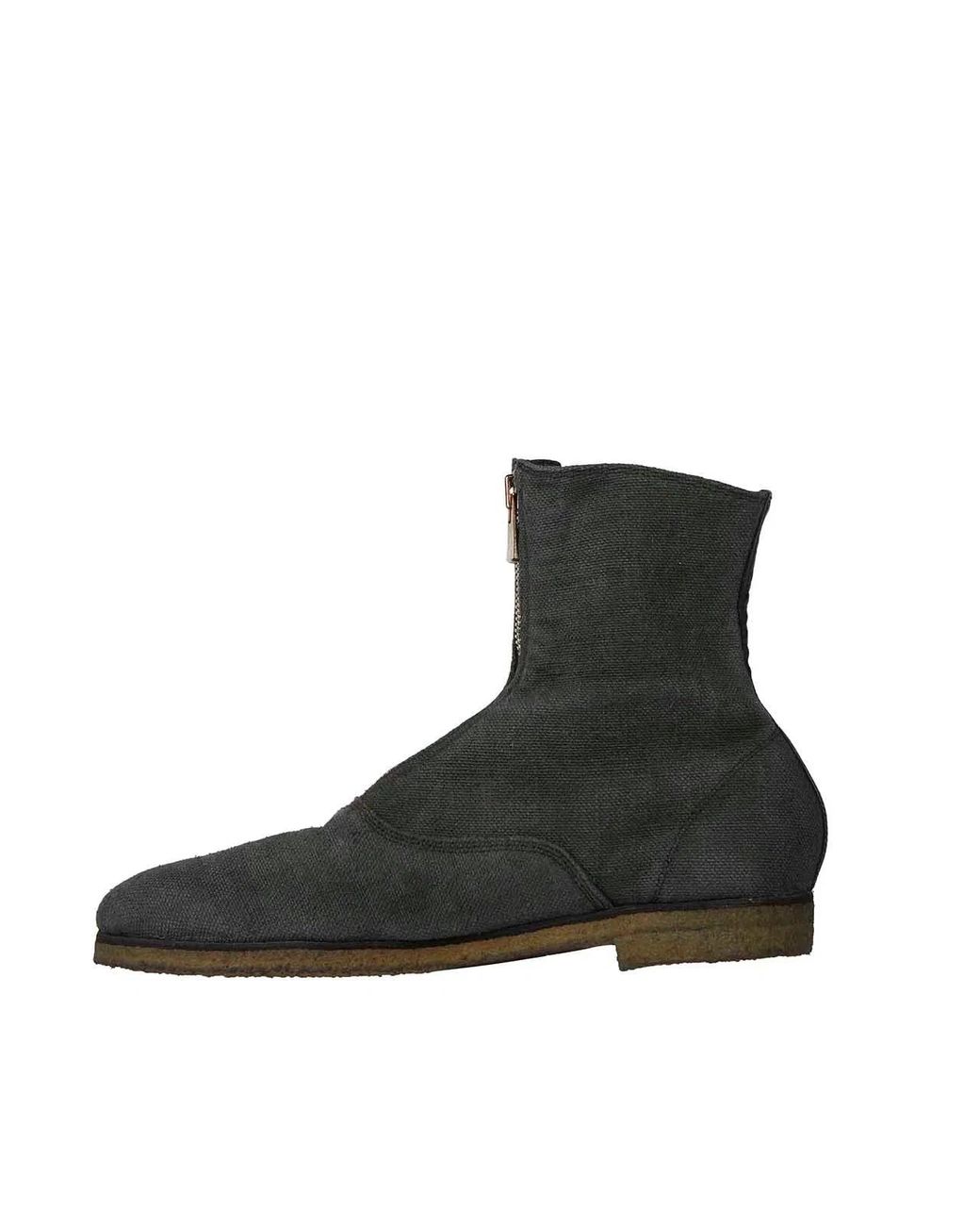 Guidi Black Linen Boots With Front Zip for men