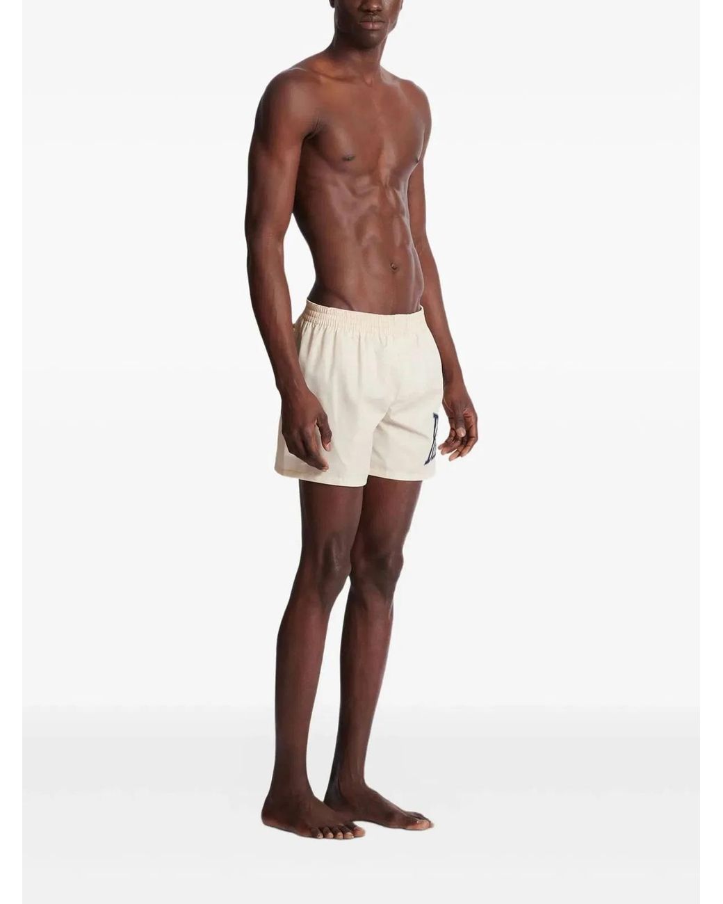Balmain White Logo-Print Swim Shorts for men