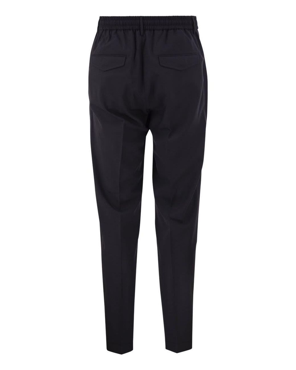 Peserico Blue Tailored Stretch Wool-Blend Jogger Trousers for men