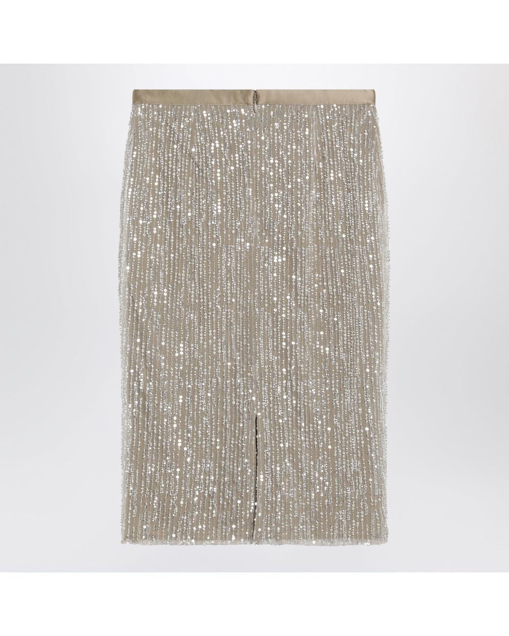 AMI Gray Sequin Midi Skirt