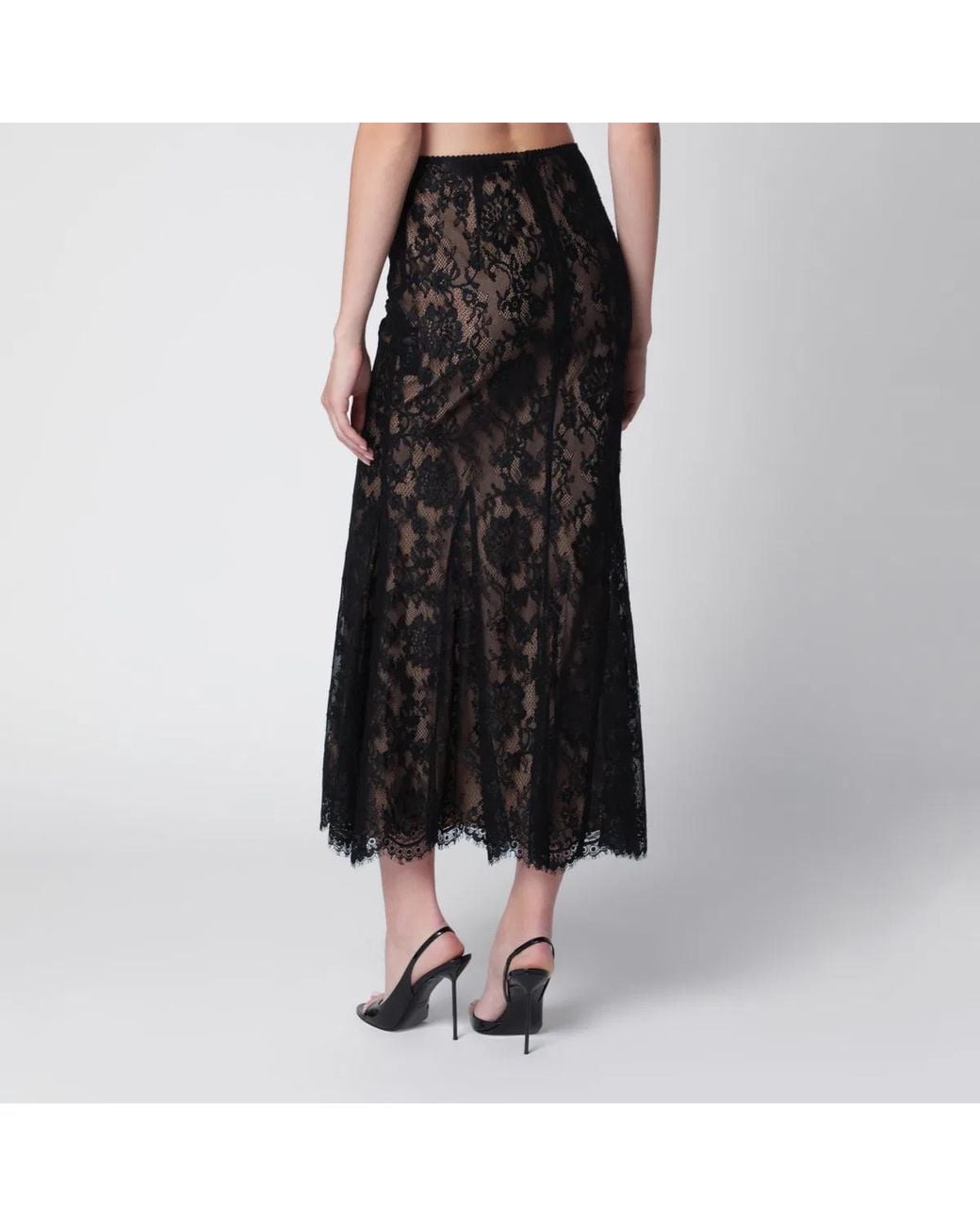 Self-Portrait Black Lace Midi Skirt