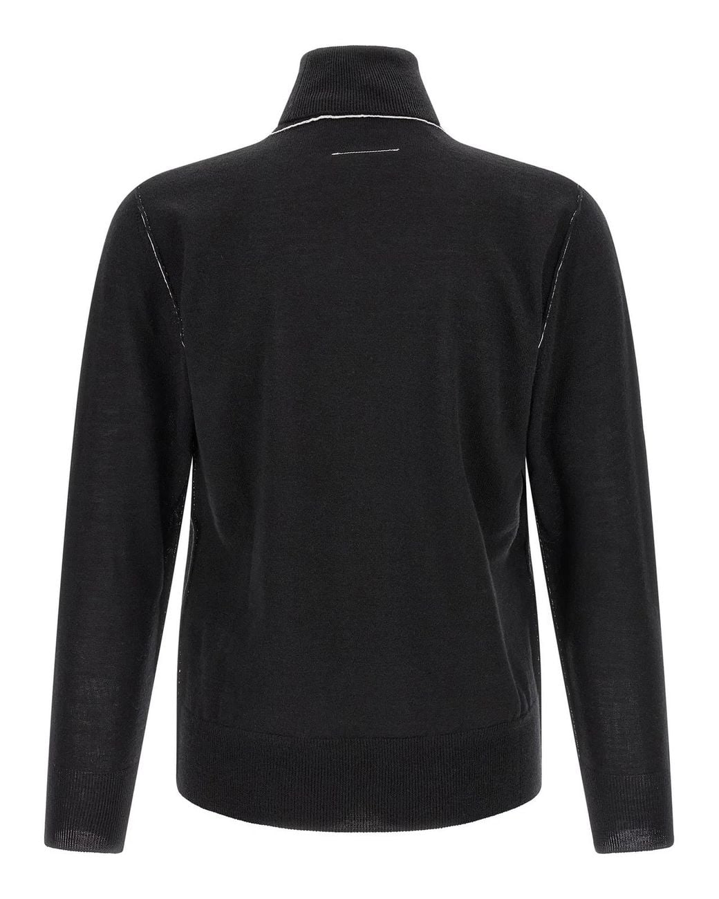 MM6 by Maison Margiela Black Turtleneck Sweater With Contrast Stitching for men