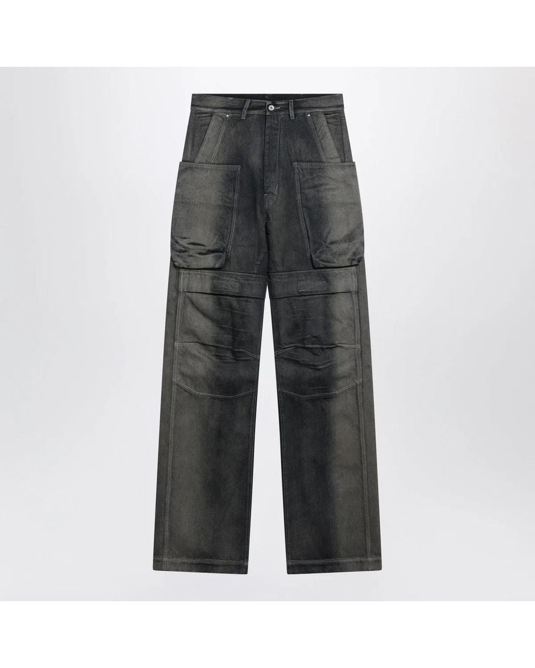 Rick Owens Gray Stefan Cargo Straightleg Denim Jeans With Pockets for men