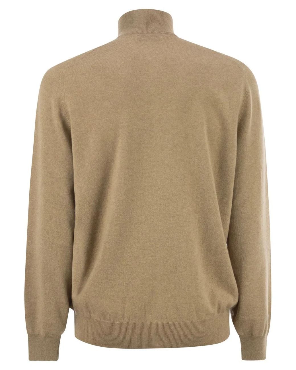 Brunello Cucinelli Brown High-Necked Cashmere Cardigan With Zip for men