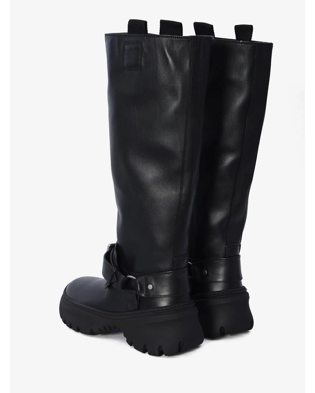 Burberry Black Leather Stomp Boots