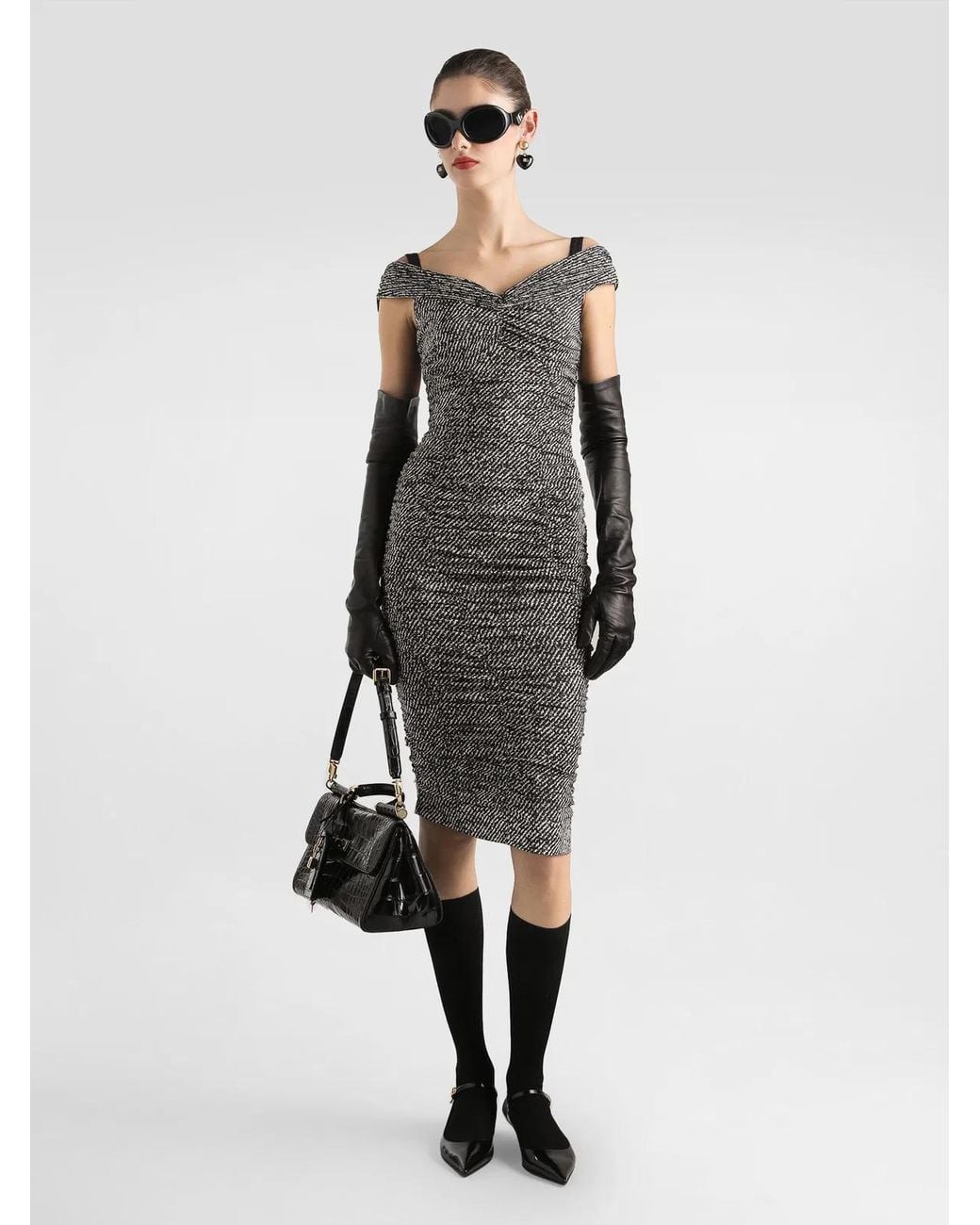 Dolce & Gabbana Gray Dolce & Gabbana Diagonal Print Dress