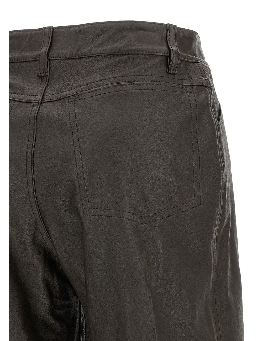 Lemaire Gray Leather Bermuda Shorts