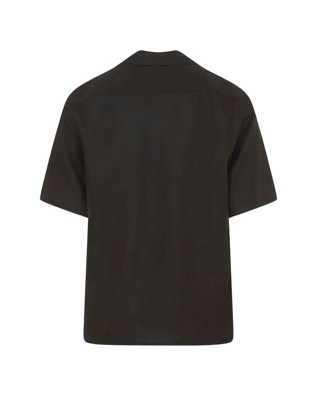 Zegna Black Reguther Fit Cuban Collar Shirt for men