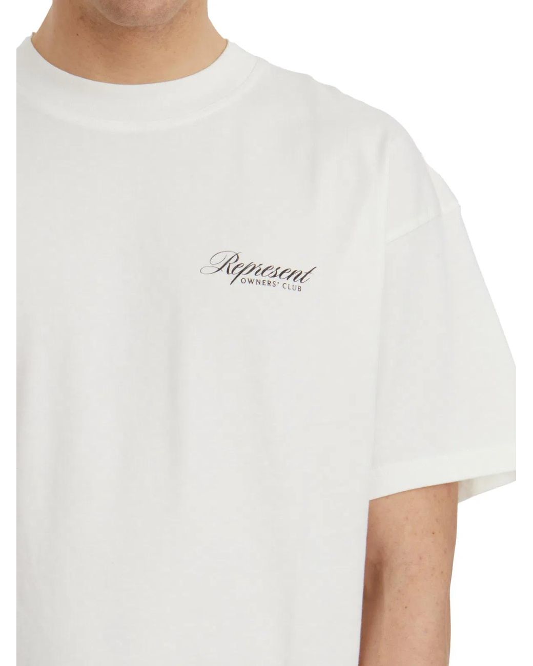 Represent White Cotton Owners Club Script T-Shirt for men