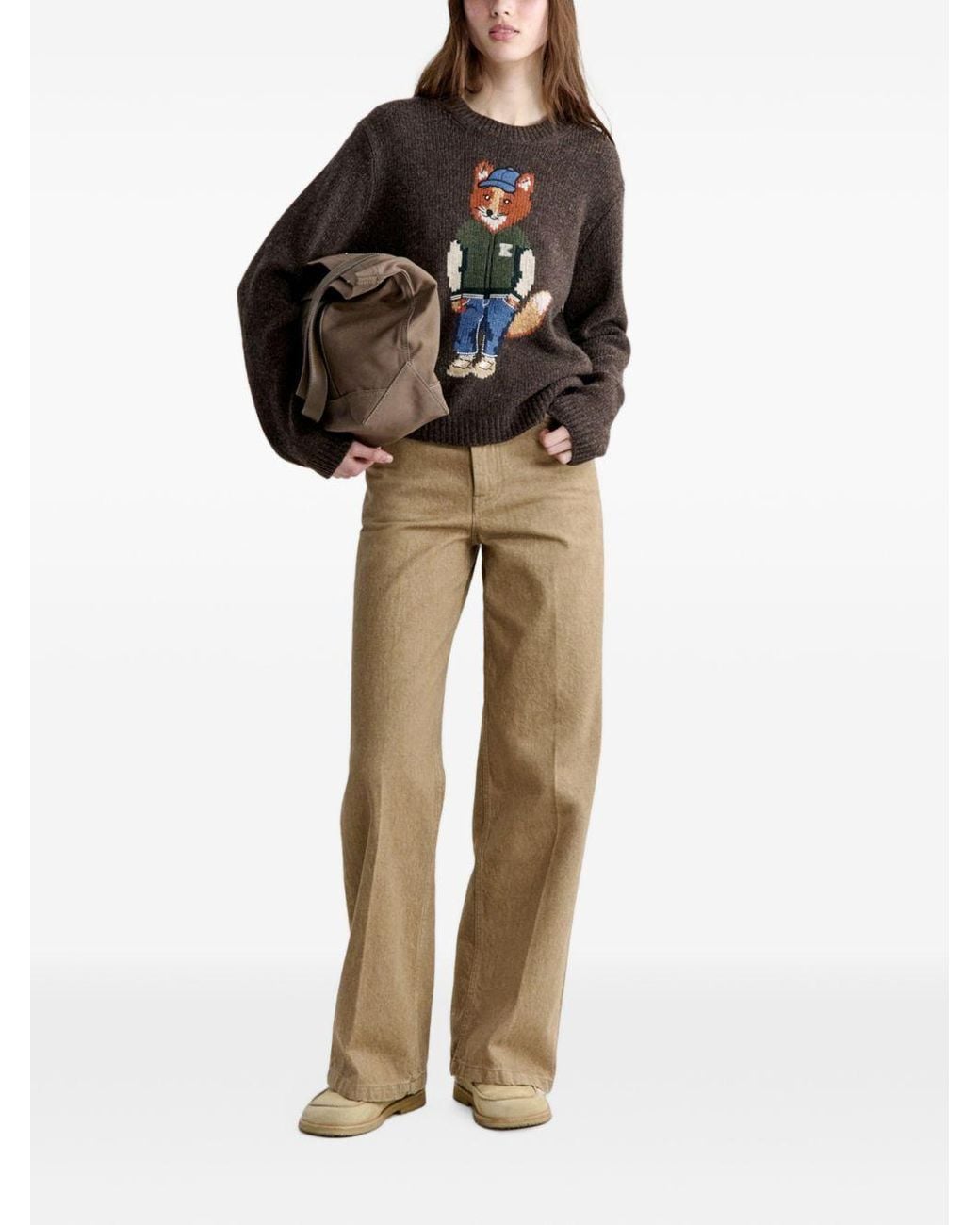 Maison Kitsuné Brown Maison Kitsuné Dressed Fox Wool Jumper
