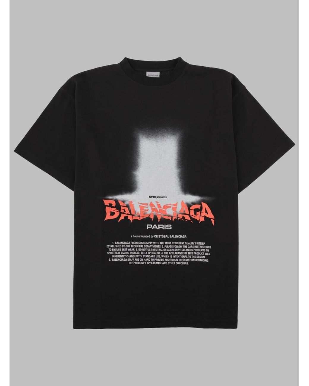 Balenciaga Black T-Shirt Con Stampa for men