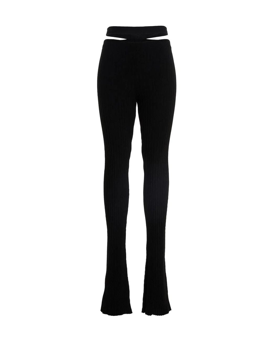 ANDREADAMO Black Ribbed Flared Trousers