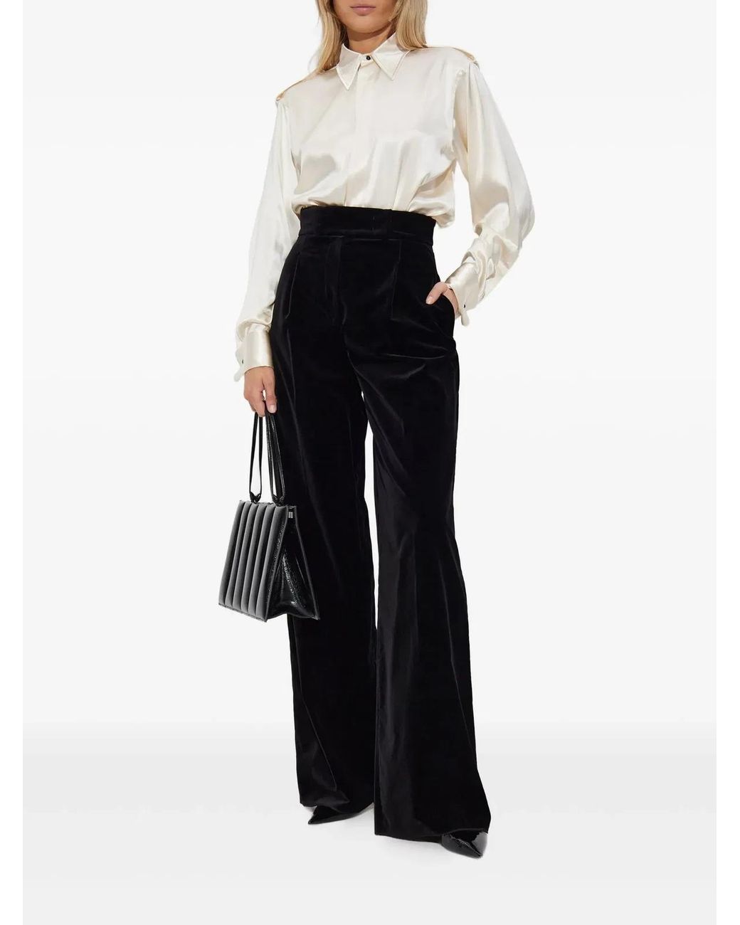 Max Mara Black 'Bratto1234' Velvet Trousers