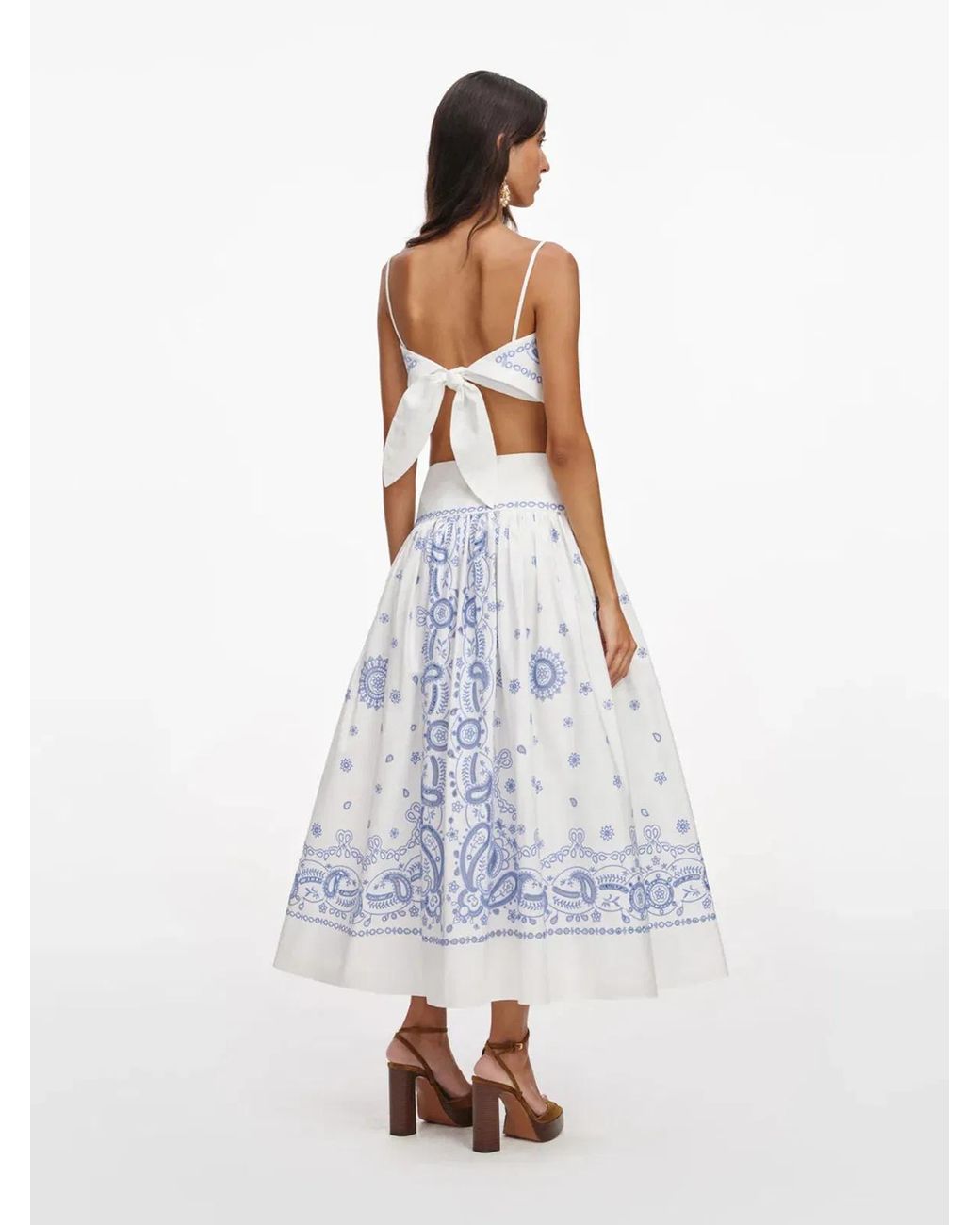 Self-Portrait White Embroidered Midi Skirt