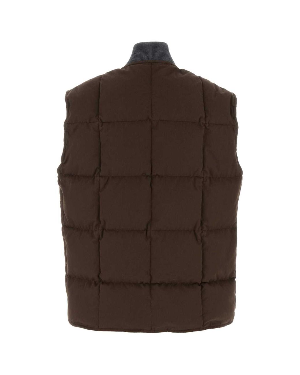 Miu Miu Brown Mini Gabardine Sleeveless Down Jacket