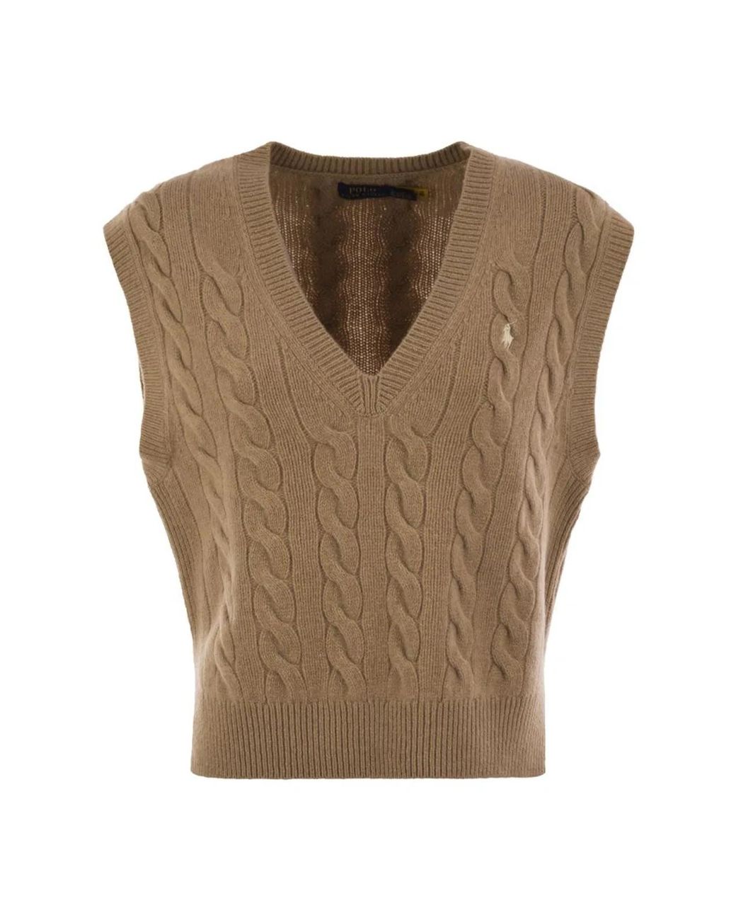Polo Ralph Lauren Brown Wool And Cashmere Cable-Knit Vest