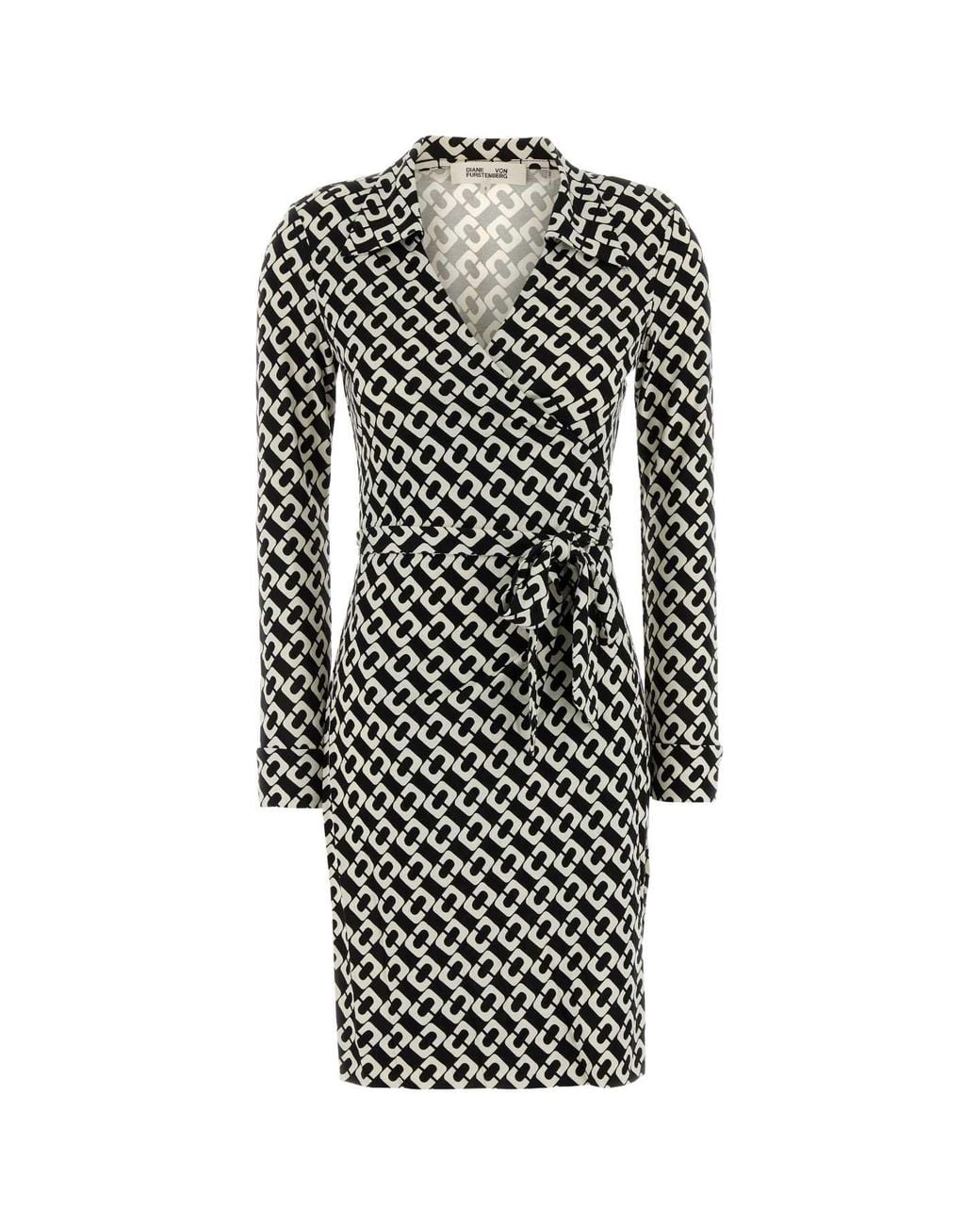 Diane von Furstenberg Black Silk T-Shirt New Jeanne Mini Dress