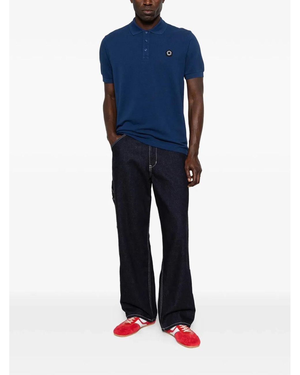KENZO Blue Polo Gots Boke Flower 2.0 Crest for men