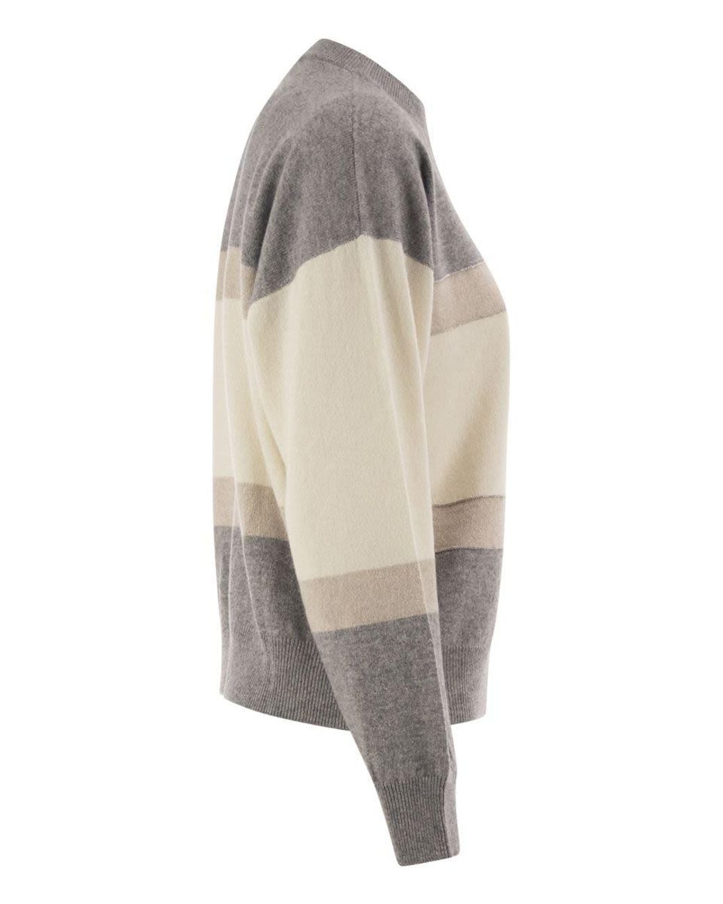 Peserico Gray Colour-Block Virgin Wool, Silk And Cashmere Jumper