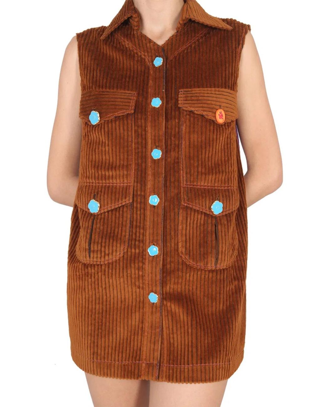 Cormio Orange Corduroy Dress