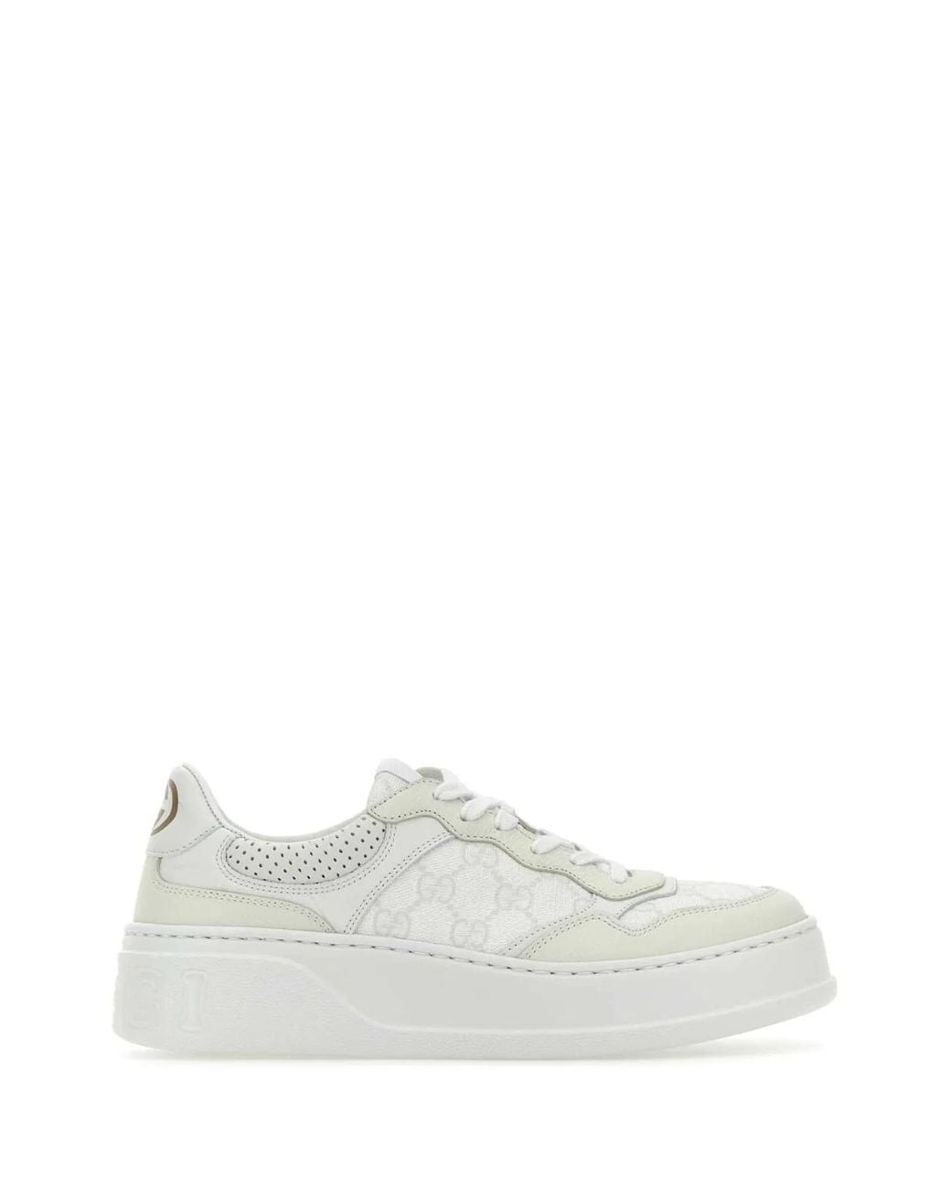 Gucci White GG Supreme Canvas & Leather Sneaker