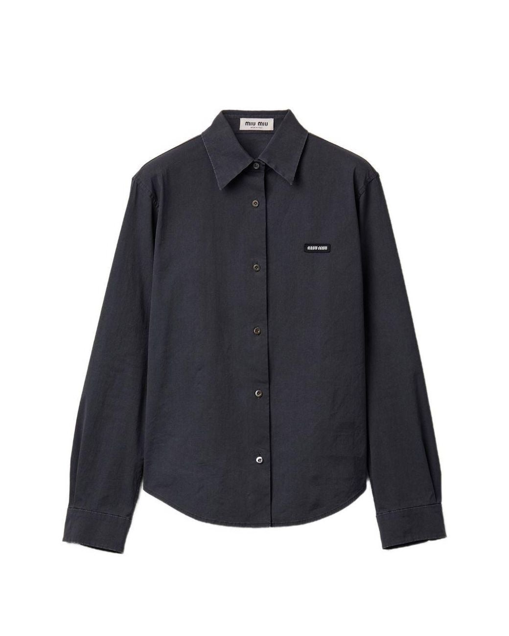 Miu Miu Blue Stretch Poplin Shirt