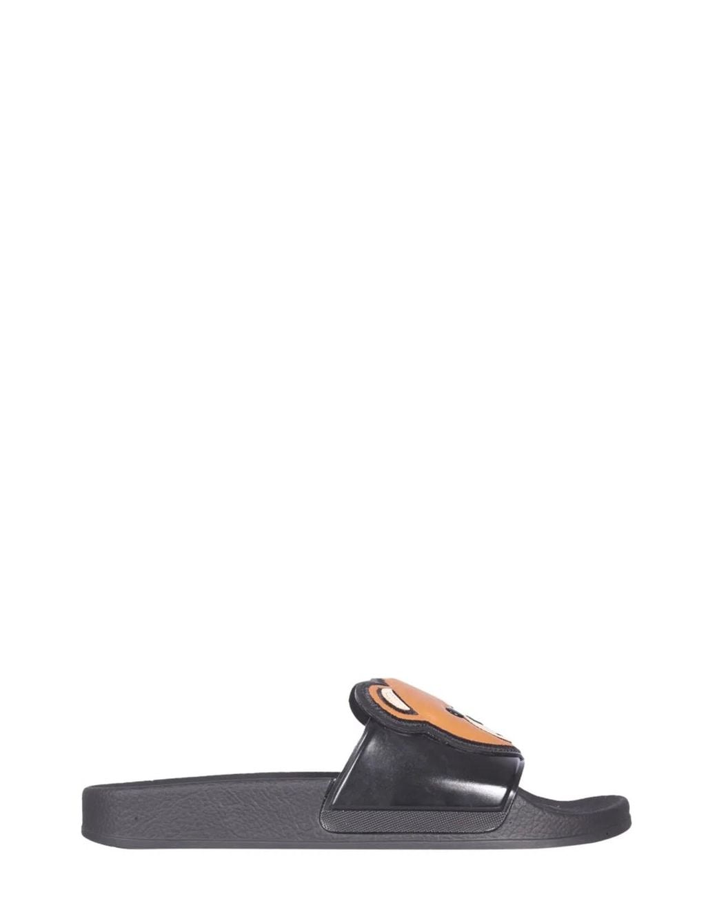 Moschino Black Slide Teddy Bear Sandals