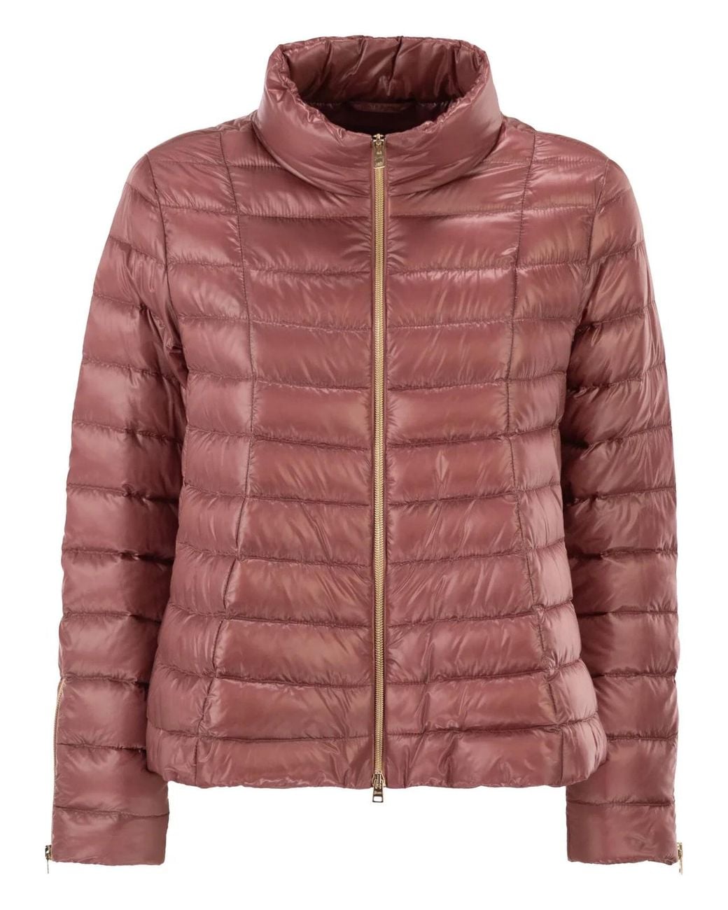 Herno Pink Ultra-Light Satin Down Jacket With Flared Back