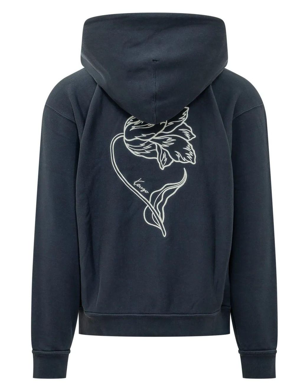 KENZO Blue Logo Zip Up Hoodie for men