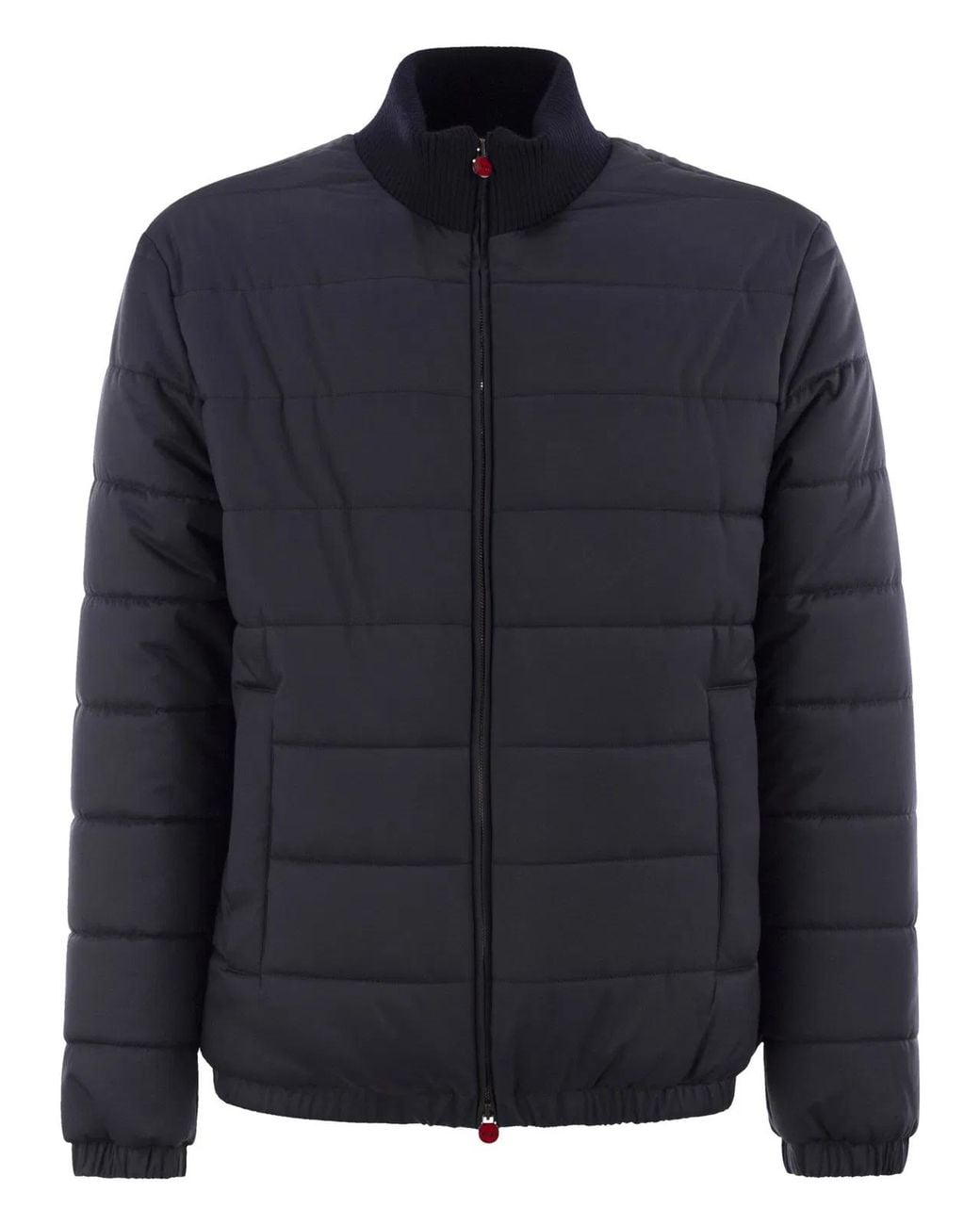 Kiton Blue Technical Fabric Bomber Jacket for men