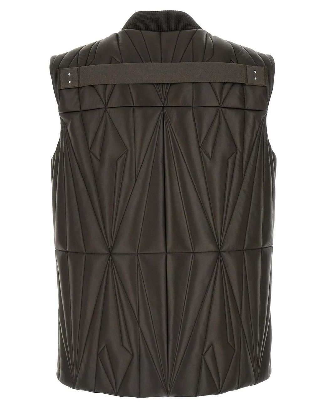 Rick Owens Black Lamb Leather Sleeveless Jacket Clothing for men