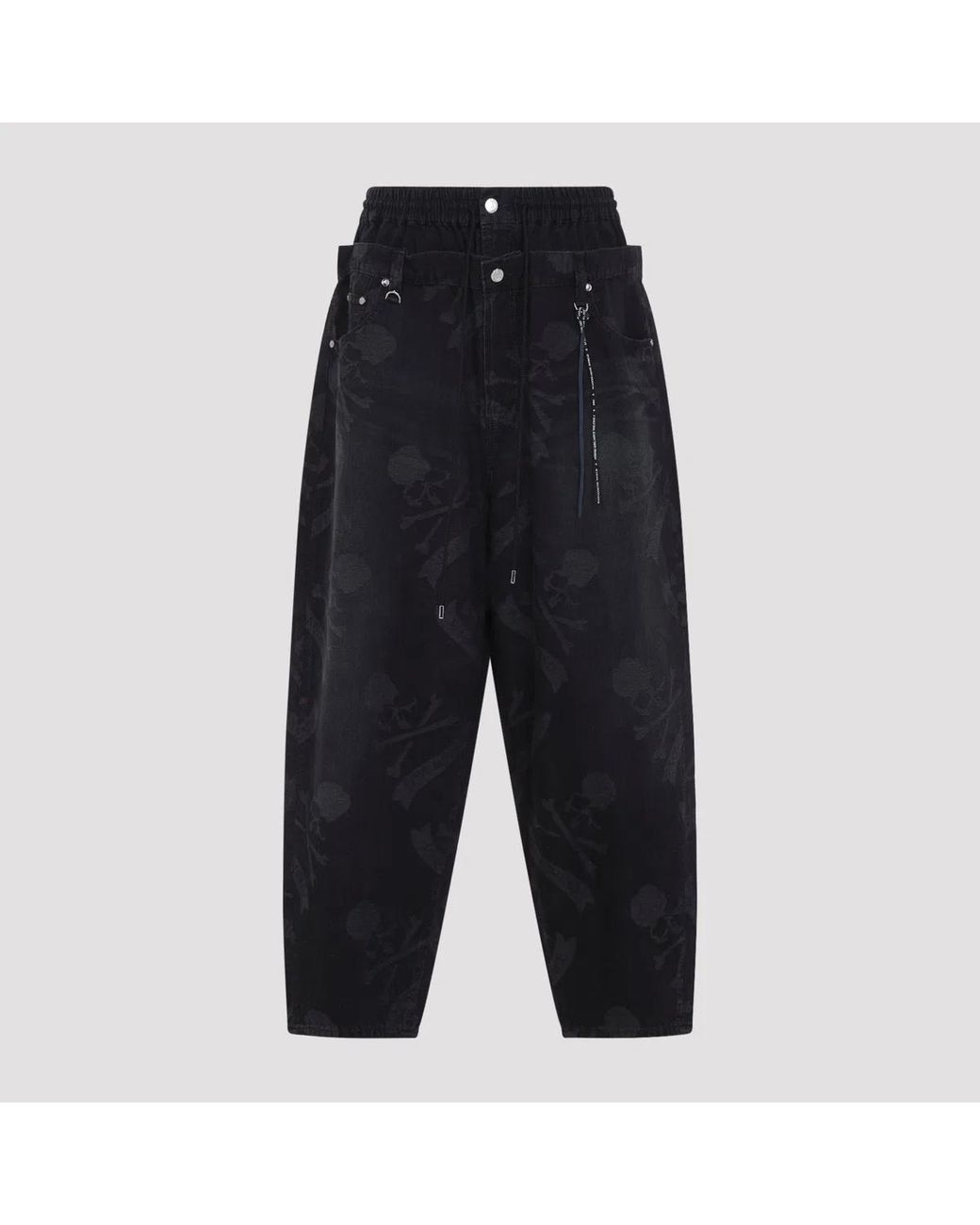 Mastermind Japan Black Aloha Wide Fit Easy Denim Pants for men