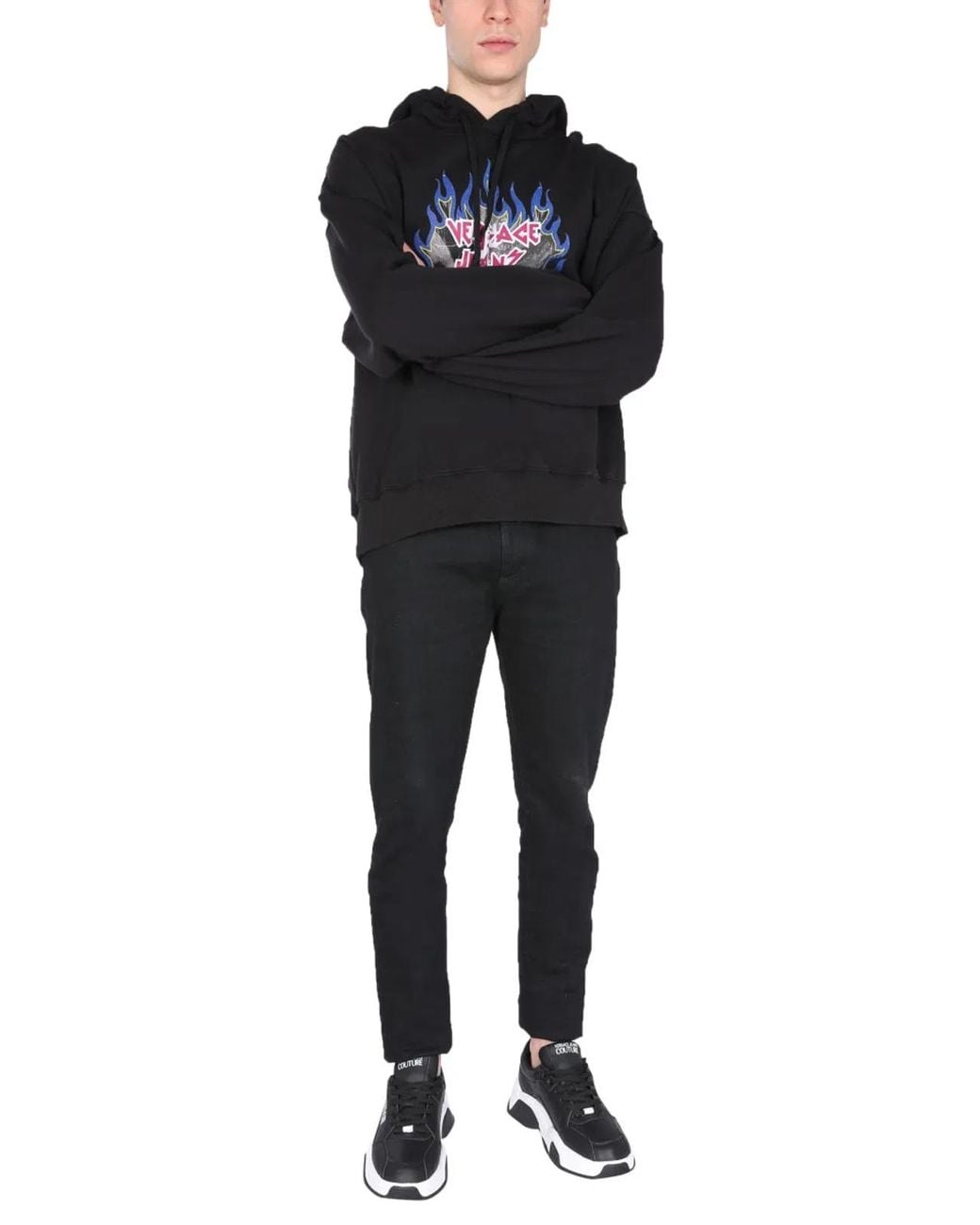 Versace Jeans Couture Black Sweatshirt With Rock Logo for men