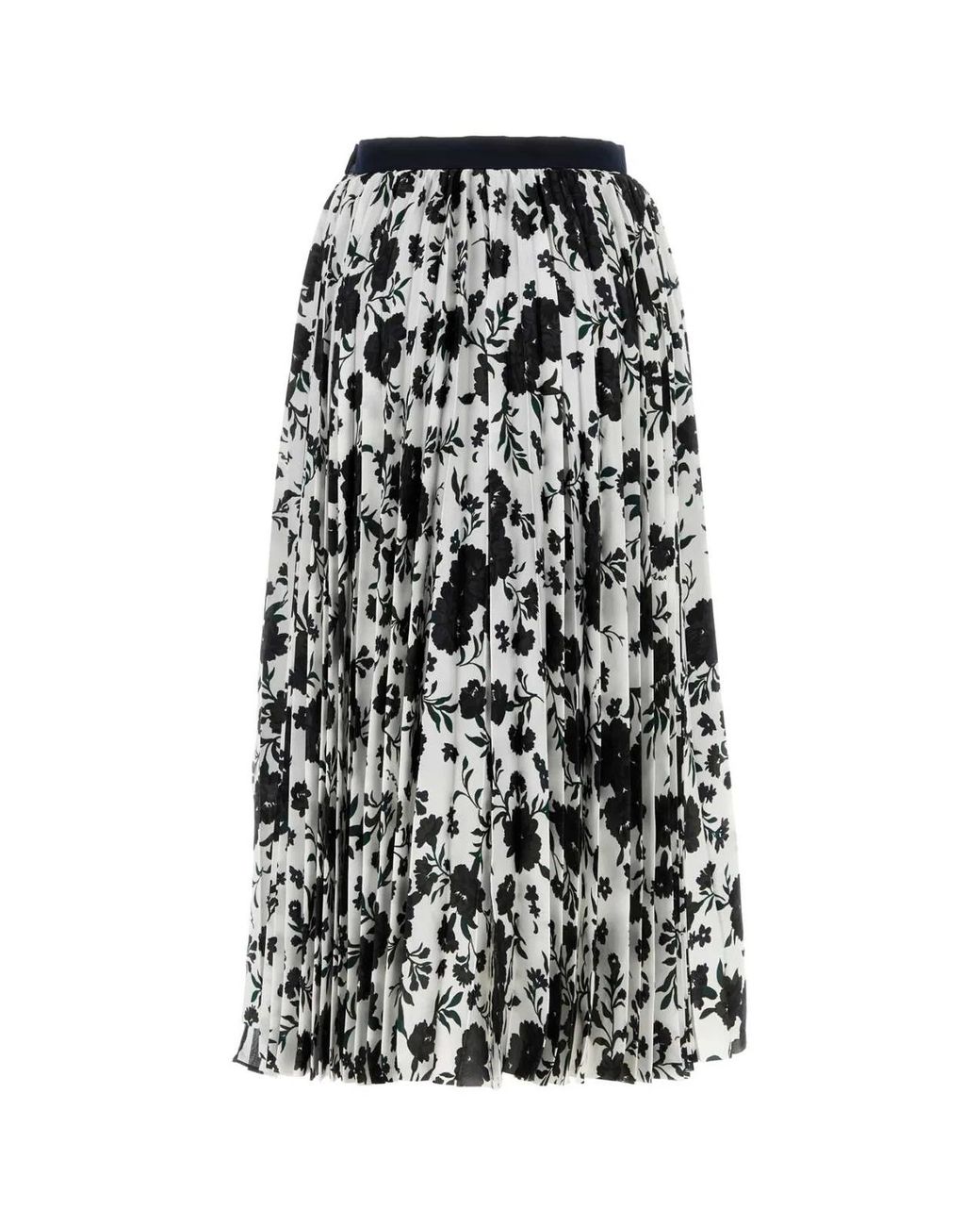 Sacai Black Printed Satin And Tulle Skirt