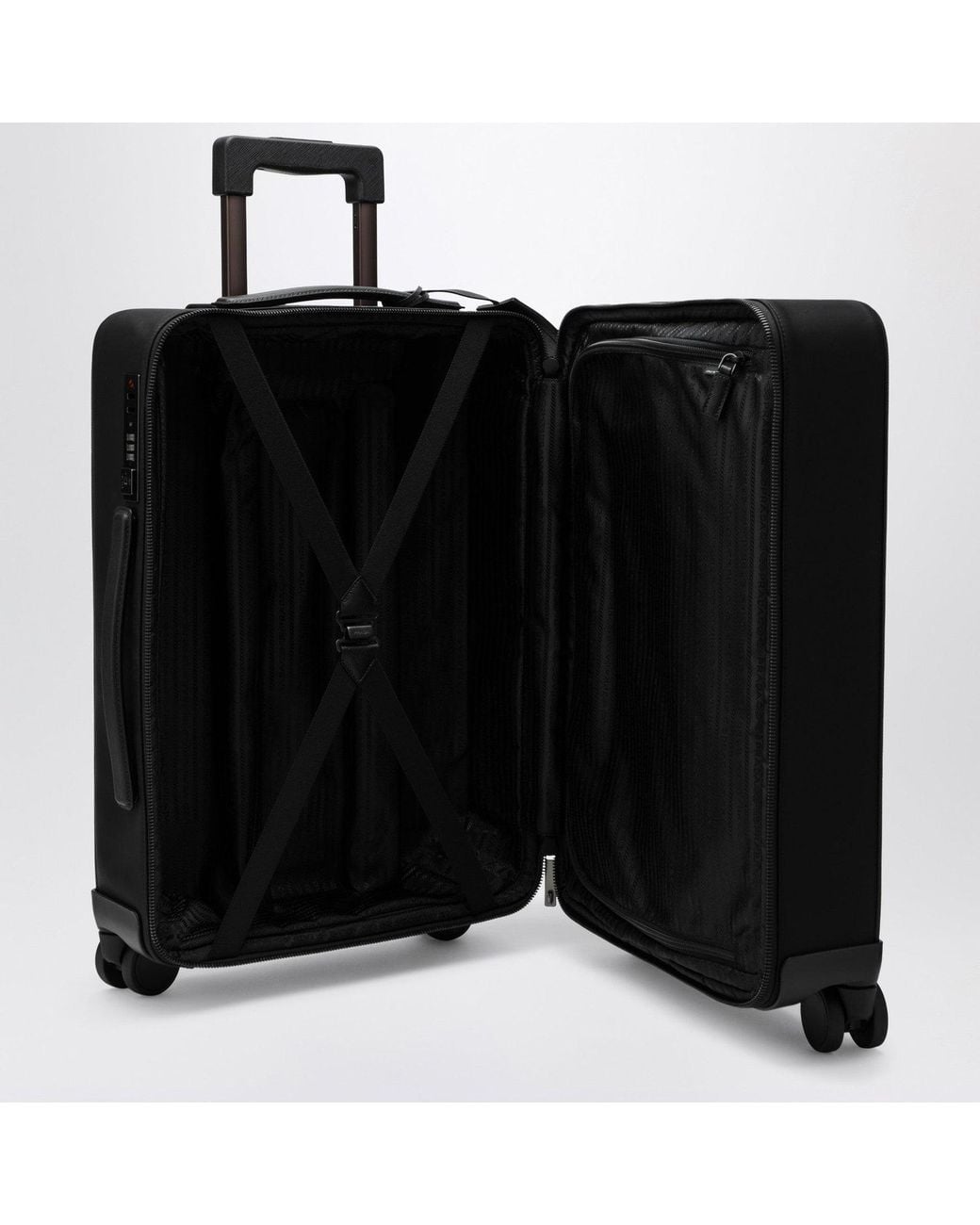 Prada Black Renylon And Saffiano Cabin Trolley for men