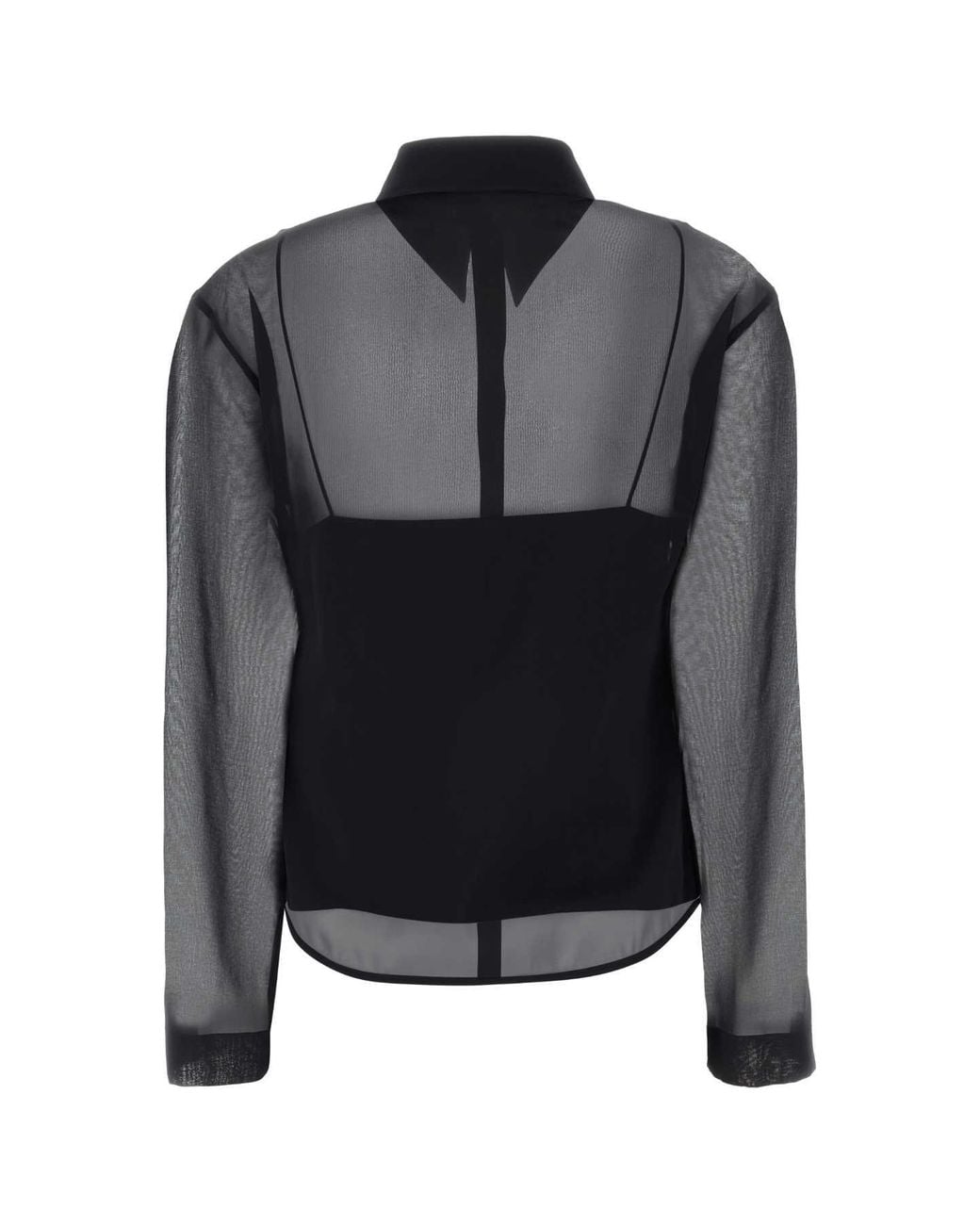 Gucci Black Stretch Silk Chiffon Shirt