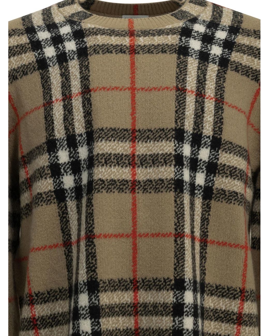 Burberry Green "Check" Crew-Neck Sweater for men