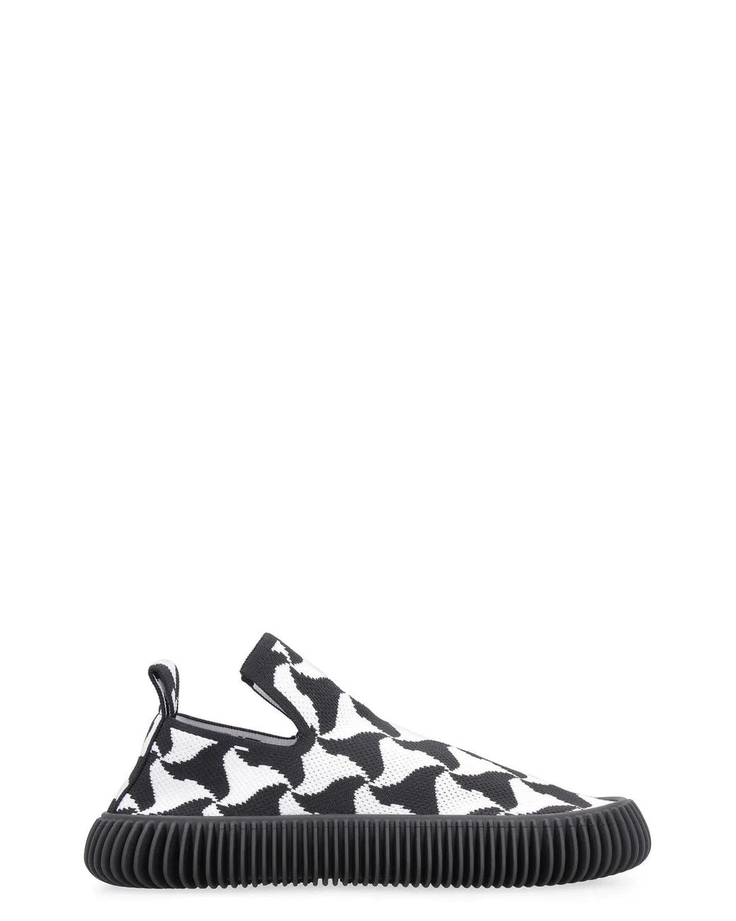 Bottega Veneta White Wavy Triangle Slip-On Sneakers Elastane Trainers